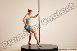 Underwear Gymnastic poses Woman White Moving poses Slim long blond Dynamic poses Academic